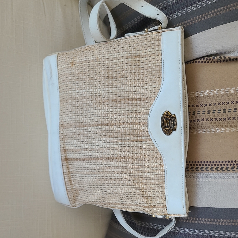 Etienne Aigner White and Tan Shoulder Bag